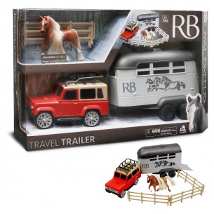 Fuoristrada + Trailer Trasporto e Cavallo Cm 9,5 di Distributori Giocattoli