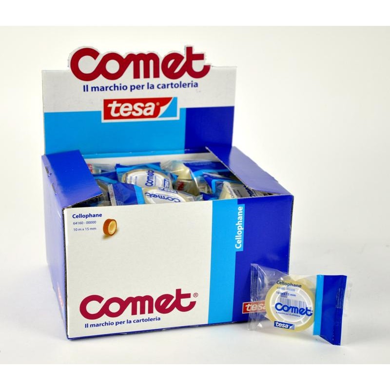 Nastro Adesivo Comet Misure 10m X 15mm - Espositore da 50 Pezzi di Tesa-Comet