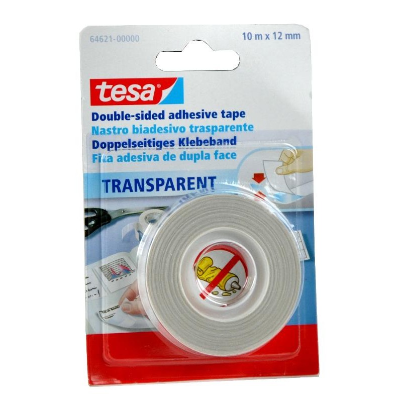 Nastro Biadesivo Trasparente - Misura 10m X 12mm di Tesa-Comet