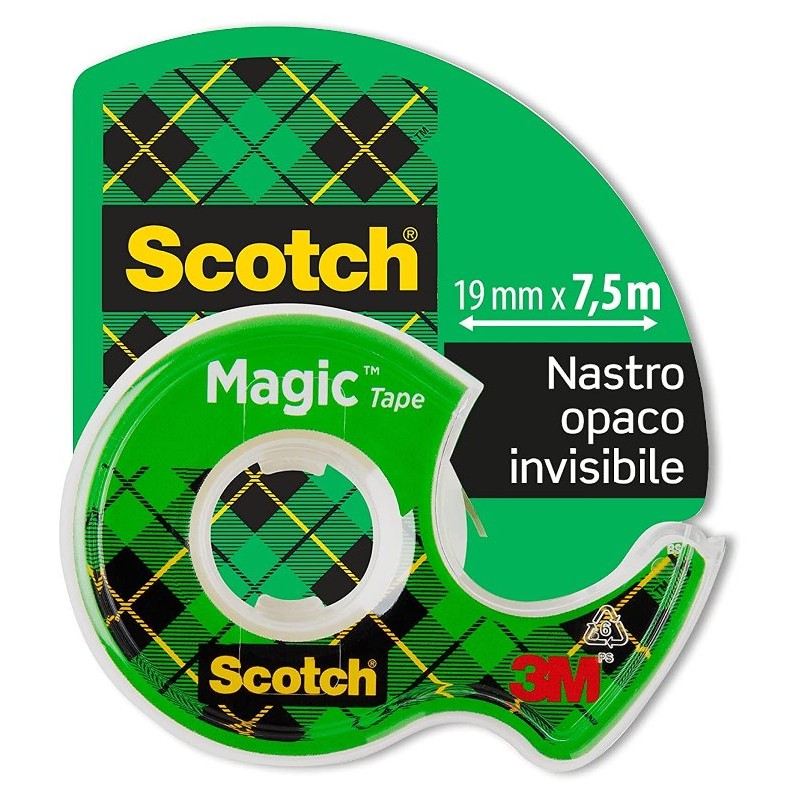 Chiocciola Nastro Adesivo Invisibile Scotch Magic 19 X 7,5 + Dispenser Portatile di 3m