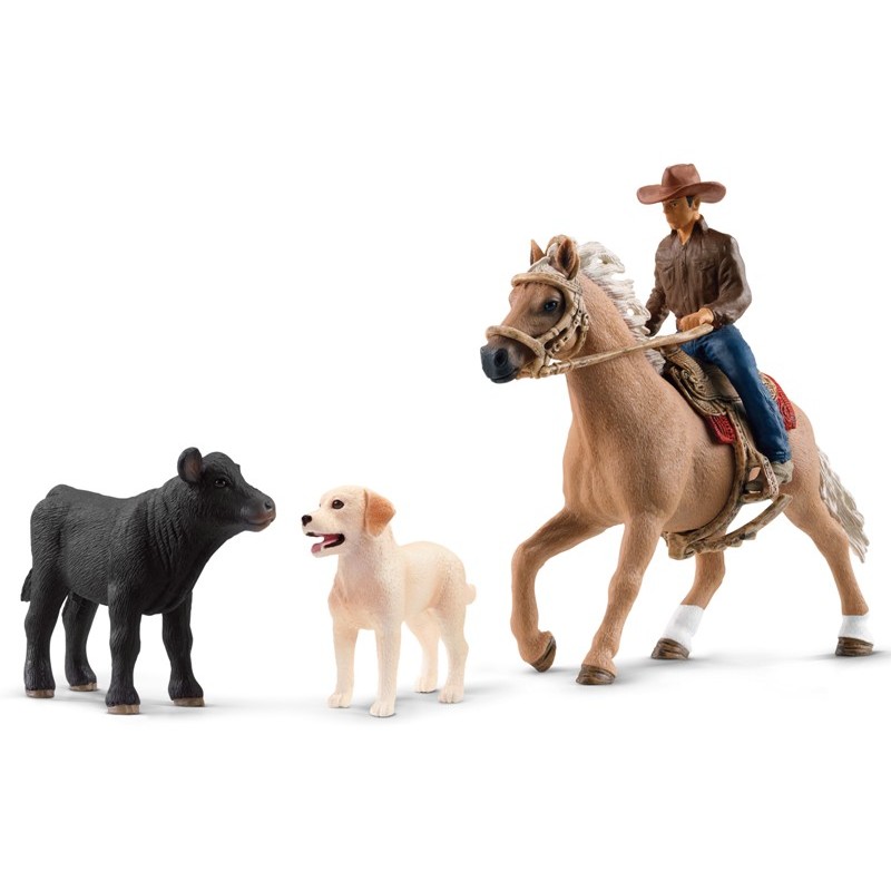Equitazione Americana con Labrador e Vitello (Farm World) di Schleich Farm World