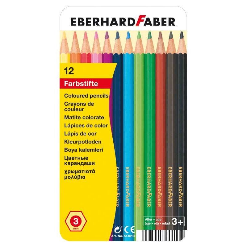 Astuccio in Metallo con 12 Matite Colorate Esagonali - Diametro Mina 3mm di Faber-Castell