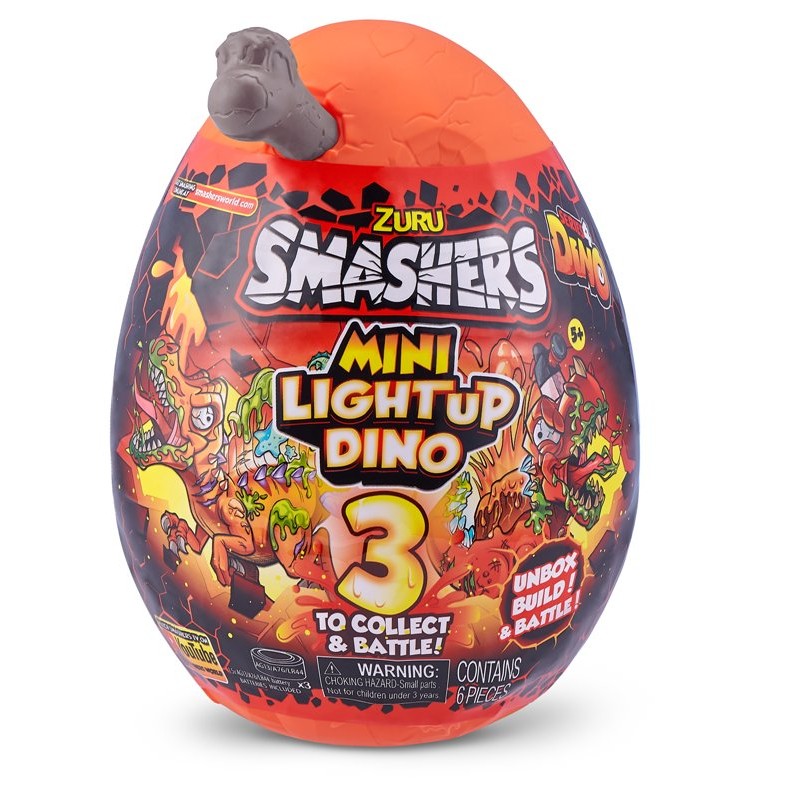 Smashers Mini Light-Up Dino S4,6pcs/Pdq di Zuru Smashers