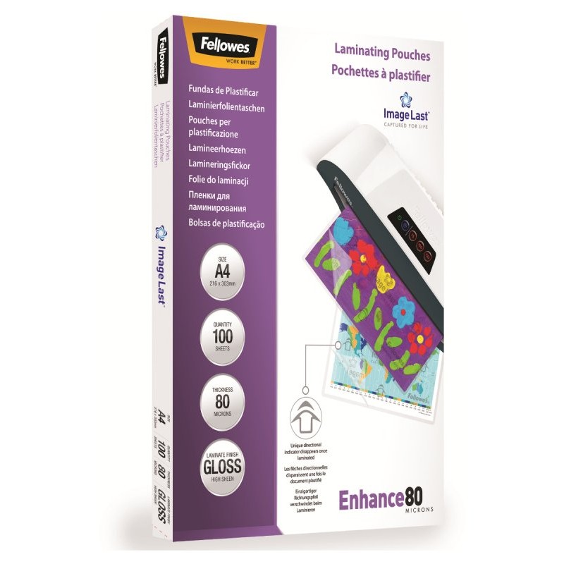 Buste Pouches (Per Plastificatrice) Poliestere A4 Spess.80 My Pz.100 di Fellowes Leonardi Spa