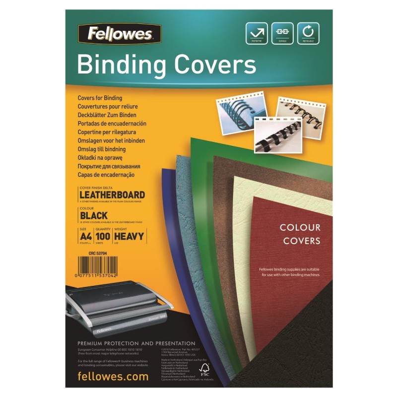 Copertina Delta A4 Nero Cf.100 (Fsc) di Fellowes Leonardi Spa