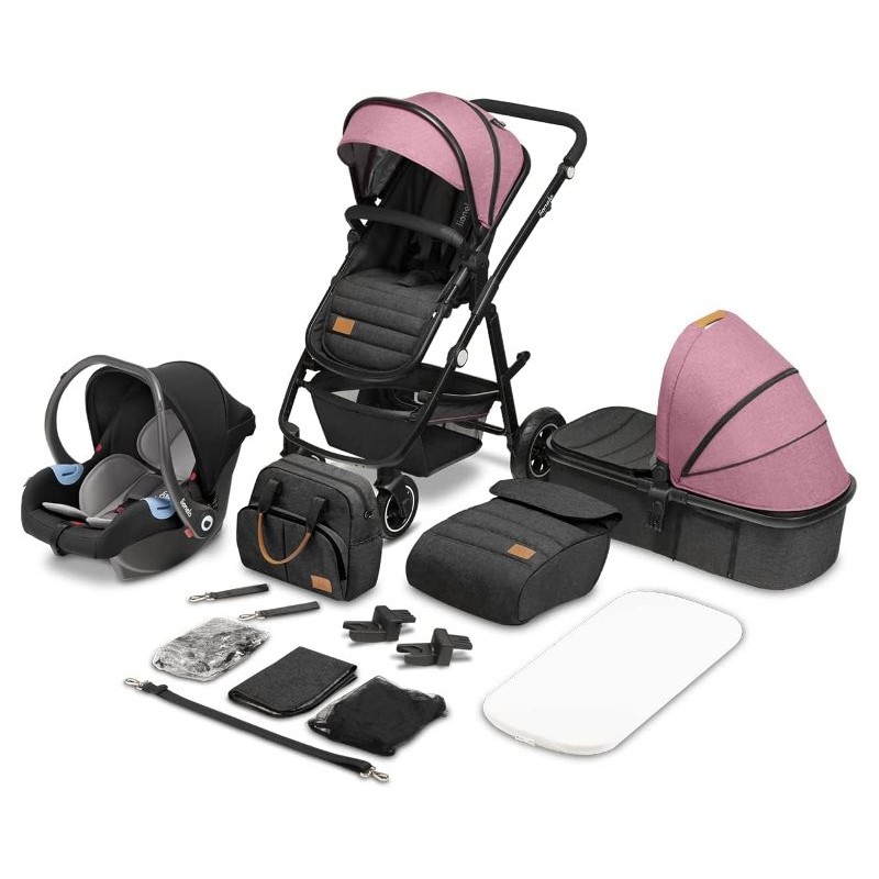 Multifunctional Stroller Amber (Lo-Amber 3in1 Pink Rose) di Lionelo Passeggini