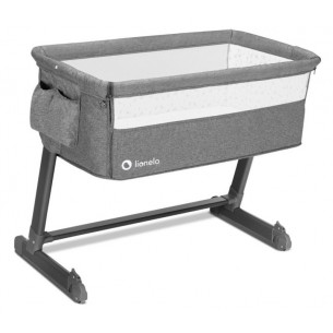 Bedside Crib Theo (Lo-Theo-Grey-Stone-Natural) di Lionelo Lettini