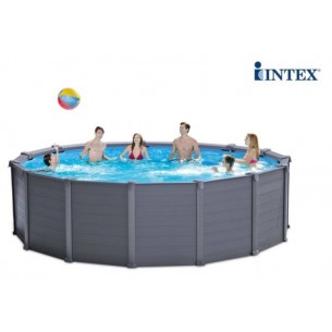 Piscina Graphite Cm 478x124 Pompa a Sabbia, Scaletta Doppia, Telo Base, Copertura I.1 di Intex