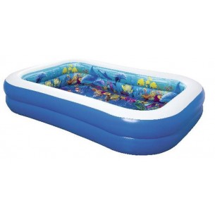 Piscina Avventura Marina 3d Cm 262x175x51, 2 Anelli, Include 2 Occhialini 3d di Best Way