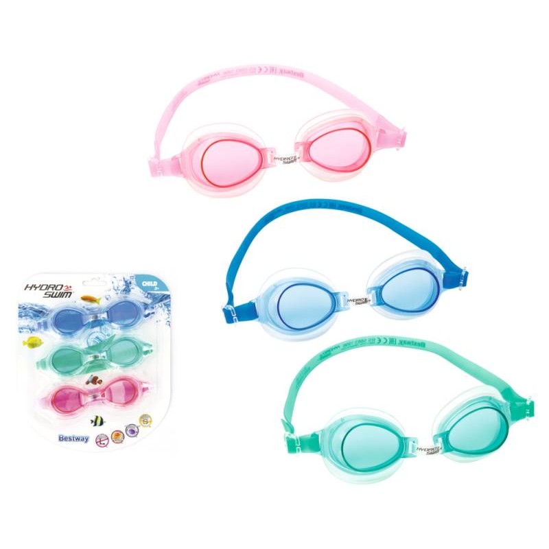 Set Occhialini Lightning Swimmer, 3-6 Anni, 3 Occhialini in 3 Colori Assortiti, in Silicone e Lenti con Protezione Uv