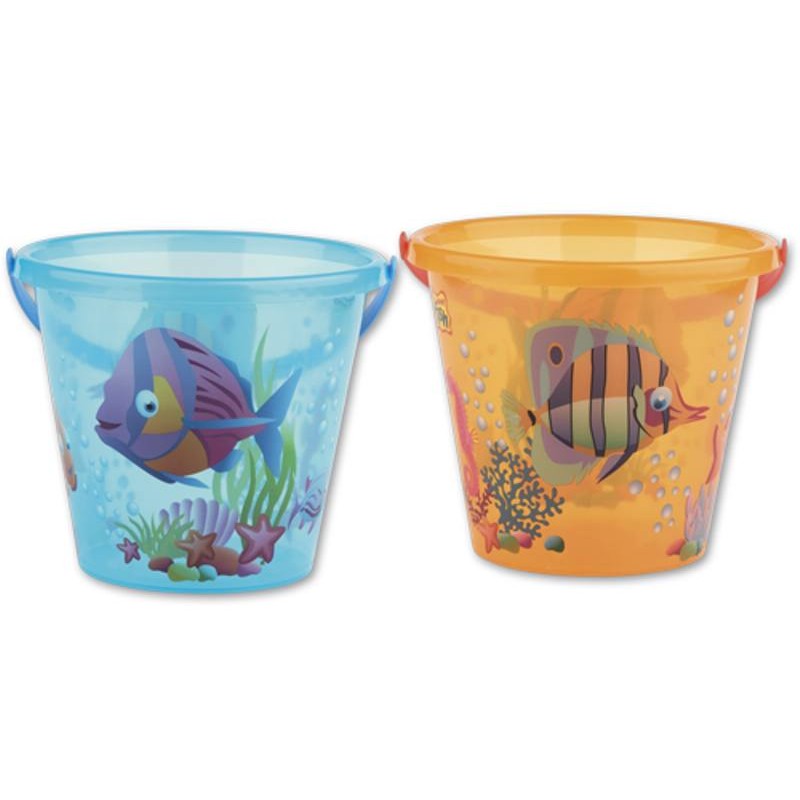 Secchio Diam. 19 Cm Trasparente Colorato Decoro Crazy Fish - Cm.19x19x17 (Sfuso) di Androni