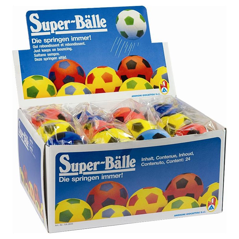 Display 24 Palle Super Ball Diam. 70 Mm (Sacchetti da 3 Pz.) - Cm.28,8x20,7x14 (Display) di Androni