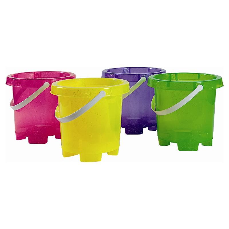 Secchio Torre Trasparente Colorato C/Paillettes - Cm.19x19x18 (Sfuso) di Androni