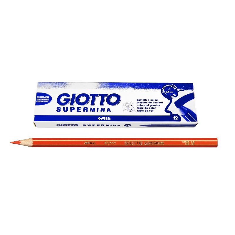 Giotto Supermina Arancione Fluo - Confezione da 12 Pezzi di Fila