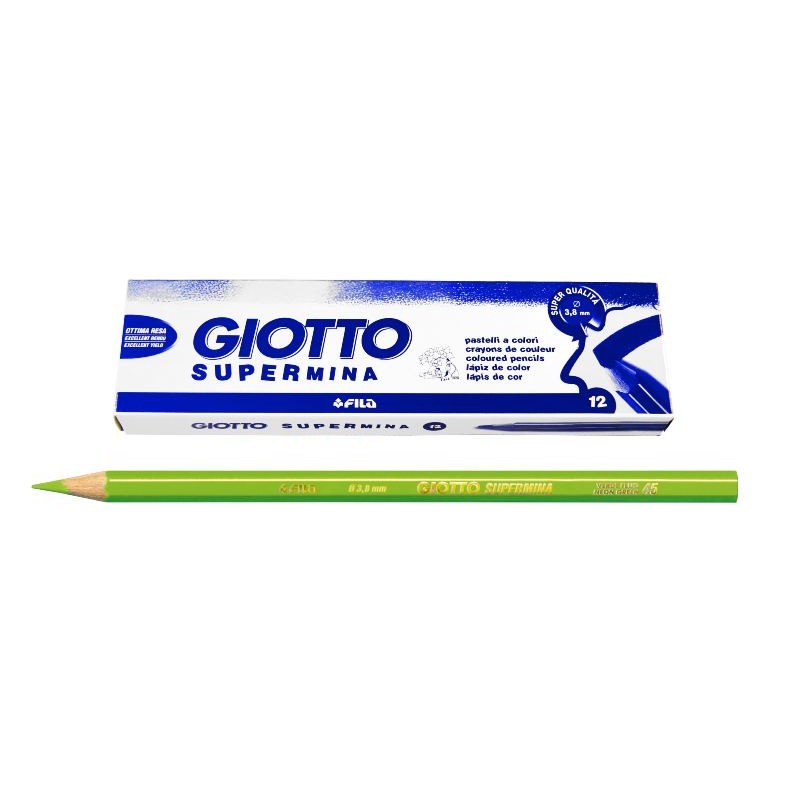 Giotto Supermina Verde Fluo - Confezione da 12 Pezzi di Fila