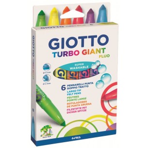 Astuccio 6 Giotto Turbo Giant Fluo Colori Assortiti di Fila
