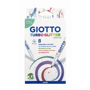 Giotto Turbo Glitter Pastel Astuccio 8 Pz in Espositore 10 Pz di Fila