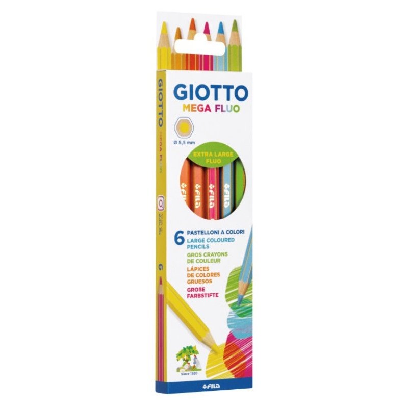 Pastelli Giotto Mega Fluo da 6 di Fila