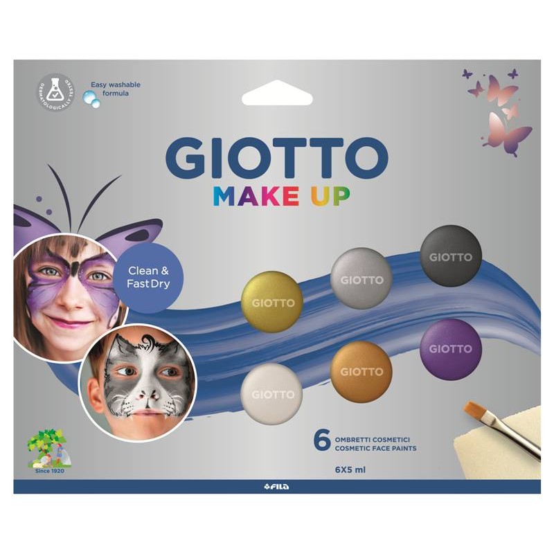 Set 6 Pz Giotto Make Up Ombretto Cosmetico Colori Metallici di Fila