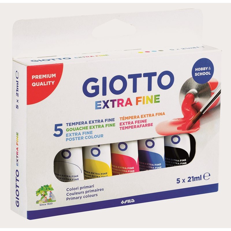 Astuccio 5 Tubetti Tempere Giotto Extra Fine 21 Ml di Fila