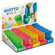 Giotto Temperamatite 3 Fori con Serbatoio e Clip - Colori Assortiti di Fila