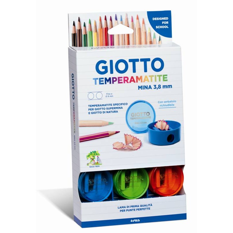 Temperamatite Giotto per Mine 3,8mm - Espositore da 12 Pezzi di Fila