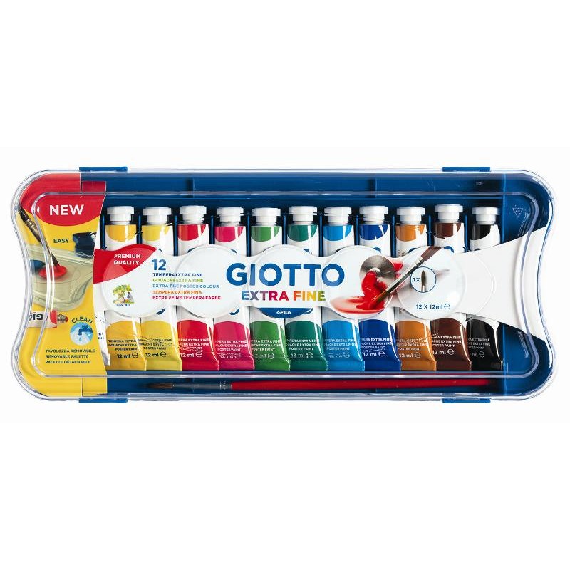 Giotto Tempera Extra in Tubetto 12 Ml Scatola 12pz Colori Assortiti di Fila