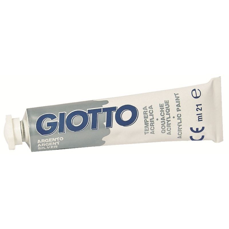 Giotto Tempera Acrilica Extra Concentrata in Tubetto 21 Mlin Astuccio 6 Pz Argento di Fila