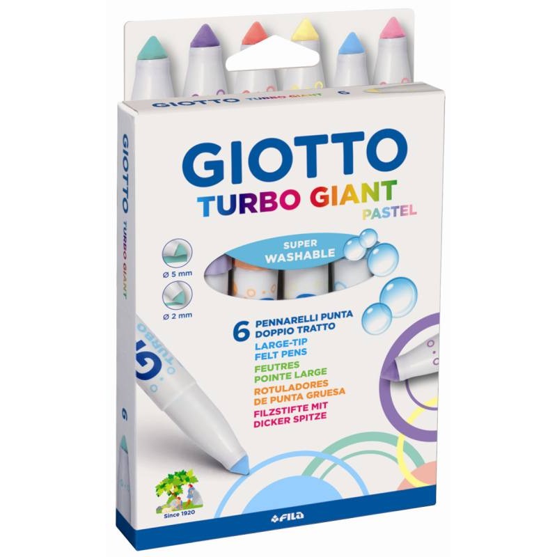 Astuccio 6 Giotto Giant Pastel - Punta Diametro 7,5mm di Fila