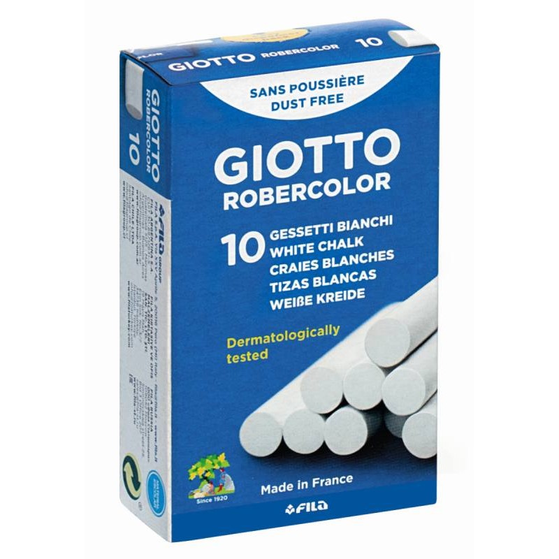 Astuccio 10 Gessi Giotto Robercolor Bianchi - Diametro 10mm di Fila