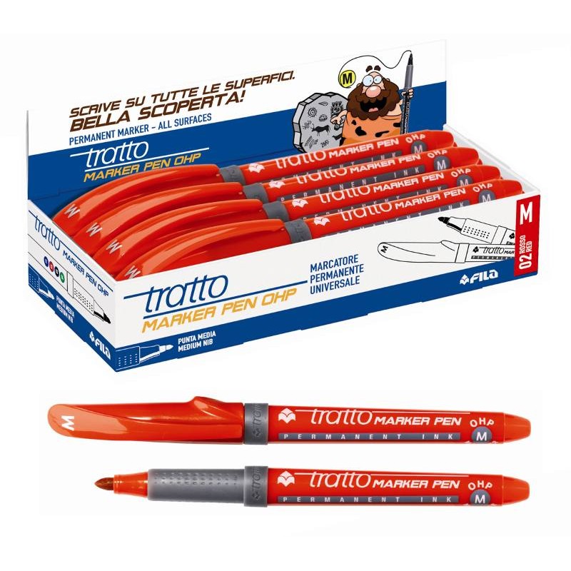 Tratto Marker Pen Ohp M Rosso - Adatto a Tutte le Superfici di Fila
