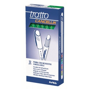 Penna Cancellabile Tratto Cancellik Verde - Diametro Punta 0,4mm - Confezione da 12 Pezzi di Fila