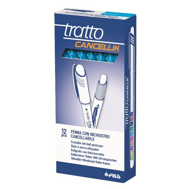 Penna Cancellabile Tratto Cancellik Azzurro - Diametro Punta 0,4mm - Confezione da 12 Pezzi di Fila