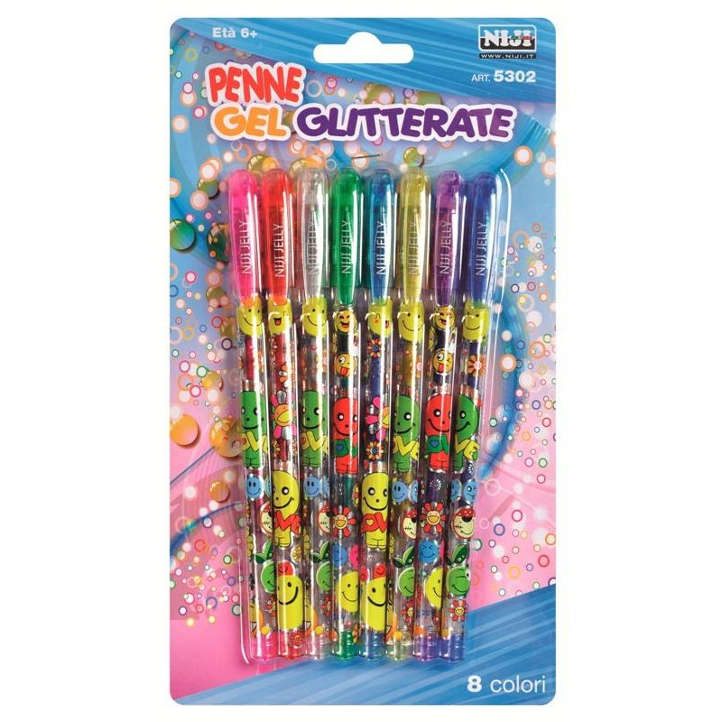 Penna Glitter Gel Blister 8 Pz di Lebez