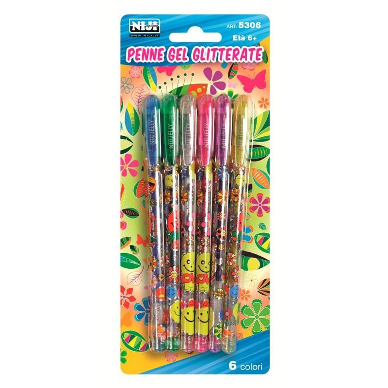 Penna Glitter Gel Blister 6 Pz di Lebez