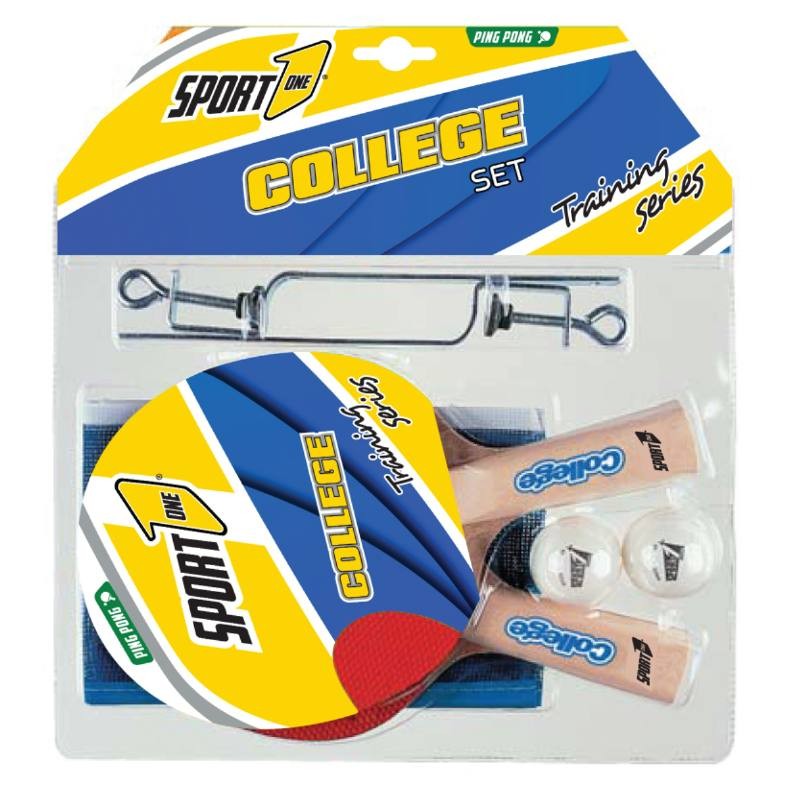 Set P/P College 2 Racchette + 2 Palle + Rete con Morsetti in Bivalva di Mandelli
