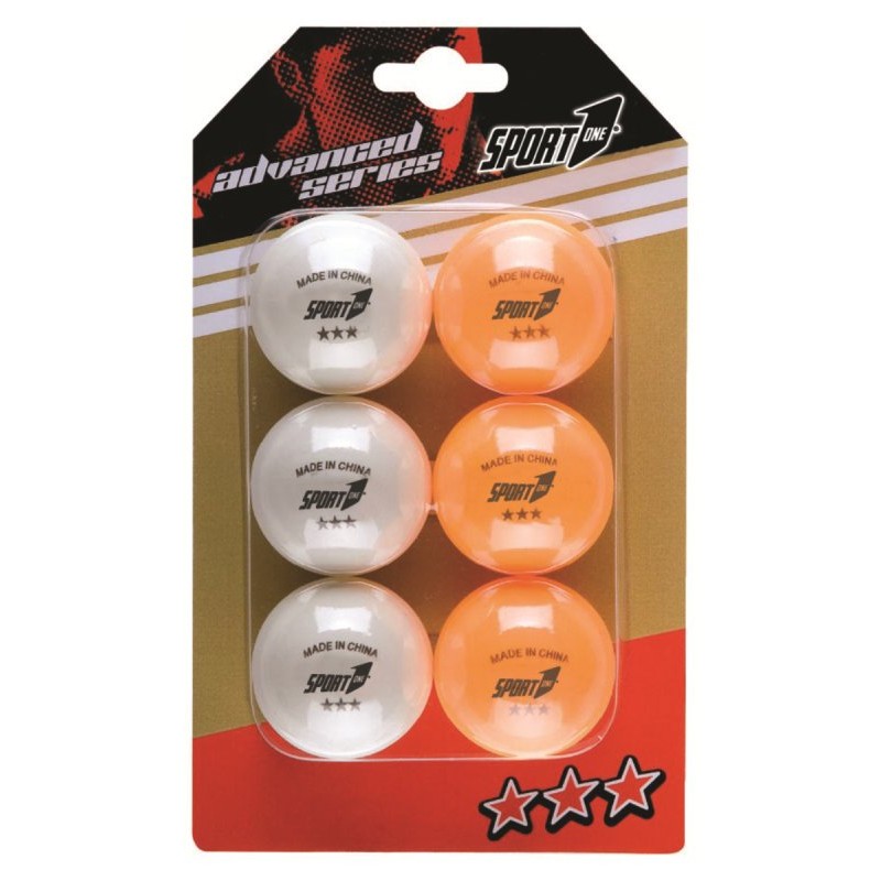 Blister 6 Palline 3 Stars Bianche/Arancioni 40 Mm di Mandelli