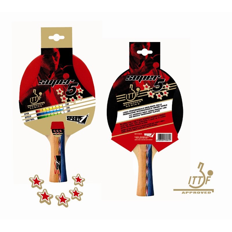 Racchetta 5 Stars Ittf Approved di Mandelli
