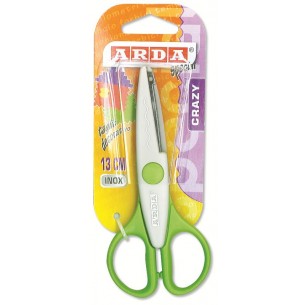 Forbice a Taglio Decorativo Ondulato con Impugnatura in Gomma e Lama in Acciaio Inox Misura 13 Cm - Display da 10 Pezzi di Arda