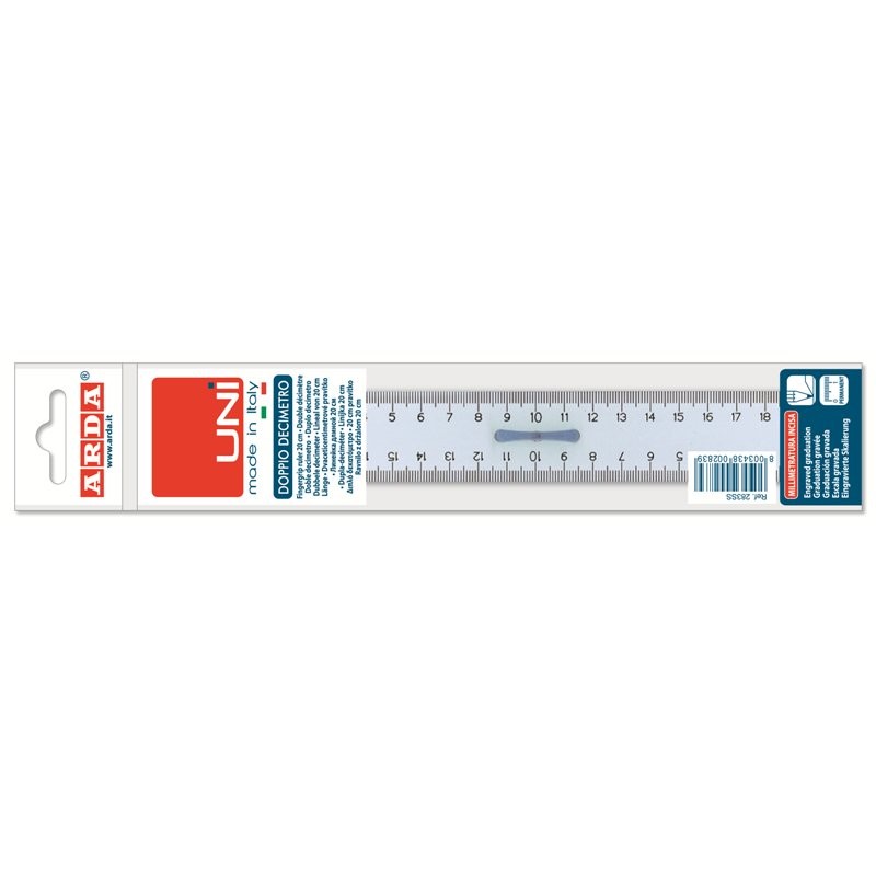 Righello 20 Cm con Manico - Confezione da 20 Pezzi di Arda