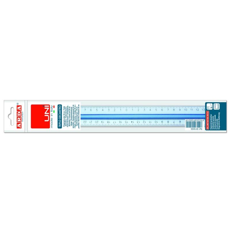 Righello 30 Cm con Pratico Manico Centrale - Confezione da 20 Pezzi di Arda