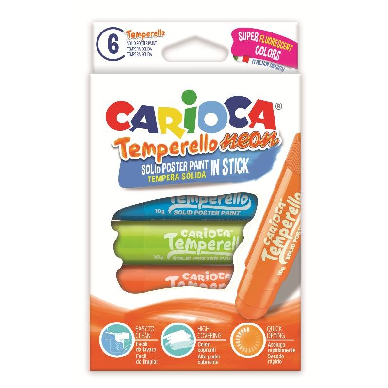 Astuccio 6 Tempere Solide Temperello Colori Neon di Universal