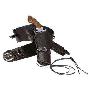 Cinturone con Fondina Western Autentico Marrone Similpelle di Widmann