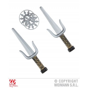 Set Armi Ninja (Coppia di Sai e 2 Shuriken) di Widmann