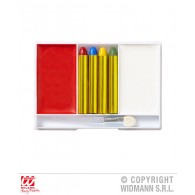 Set Trucco Clown (4 Matite Trucco. Makeup Rosso e Bianco in Vaschetta. Applicatore) di Widmann