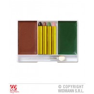 Set Trucco Soldato (4 Matite Trucco, Makeup Marrone e Verde in Vaschetta, Applicatore) di Widmann