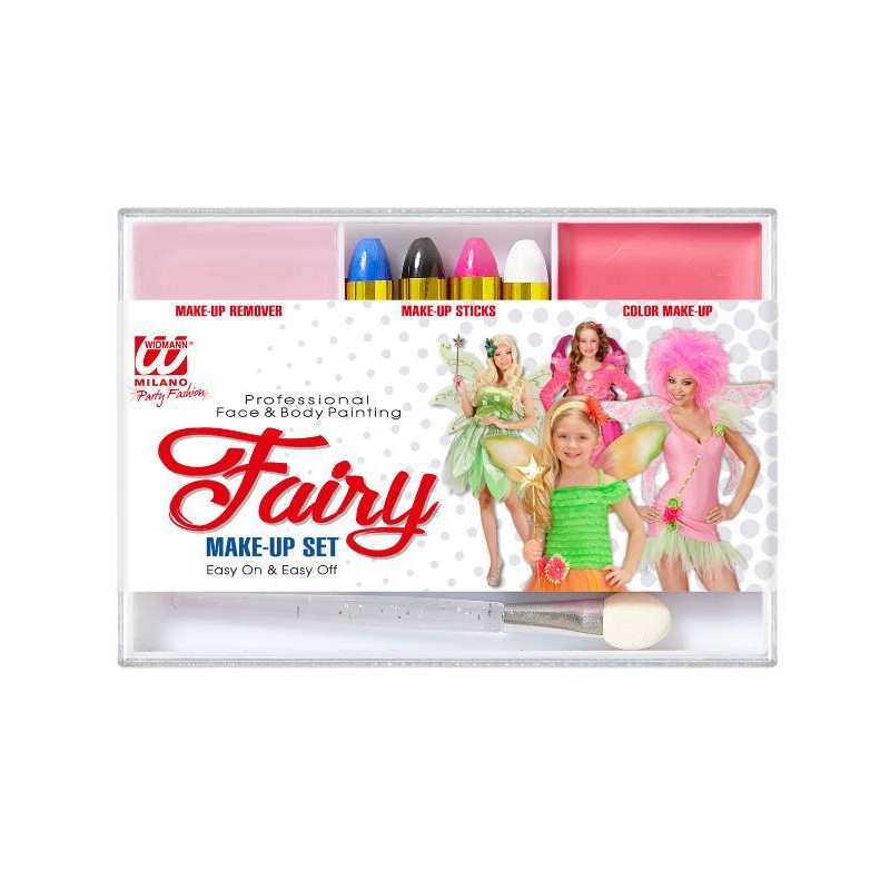 Set Trucco Fatina (4 Matite Trucco. Makeup Argento e Rosa in Vaschetta. Applicatore) di Widmann