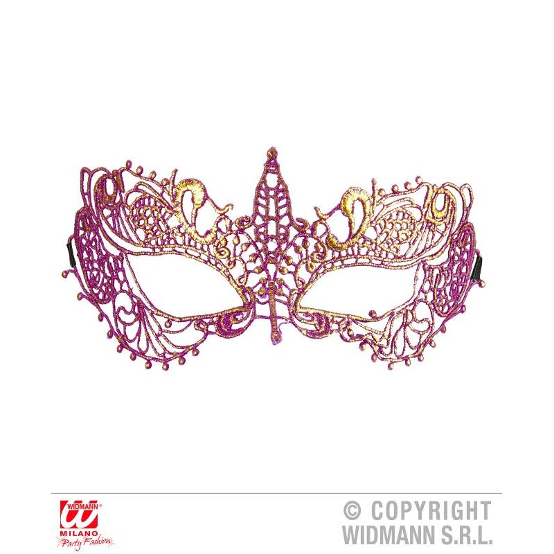 Maschera in Pizzo Metallizzato Rosa di Widmann
