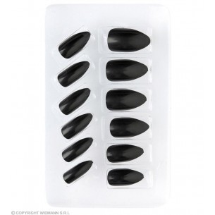 Set da 12 Unghie Stiletto Nere Auto-Adesive di Widmann