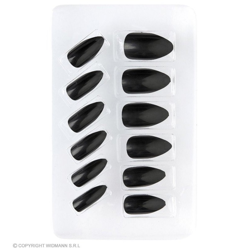 Set da 12 Unghie Stiletto Nere Auto-Adesive di Widmann